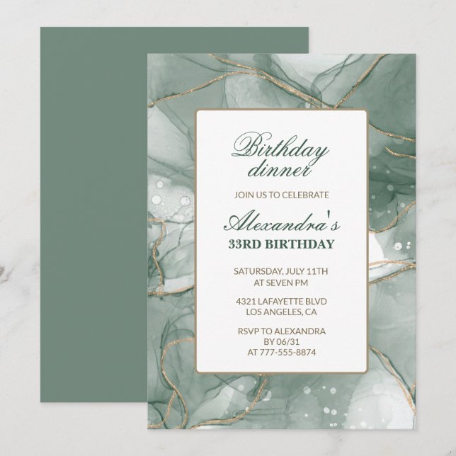 33e anniversaire Invitation Anniversaire Dîner Ver (Devant / Derrière)