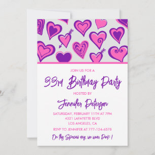 33e anniversaire invitation Glam Pink Heart