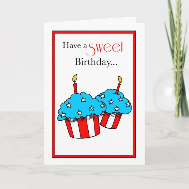 3439 Sweet Patriotic Birthday Dankeskarte (Vorderseite)