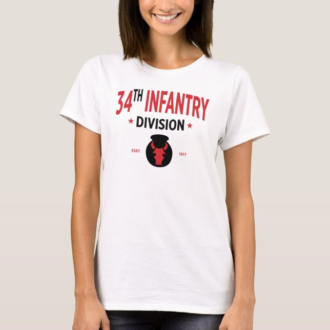 34. Abteilung Infanterie - Militärische Frauen in  T-Shirt (Vorderseite)