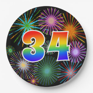 34. Event - Spaß, farbenfroh, kühl, Regenbogen 34 Pappteller
