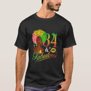 34 & Fabulous 34. Geburtstag Messy Bun Afro Melani T-Shirt