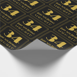 34. Geburtstag ~ Art Deco Inspiriert Look "34", Na Geschenkpapier
