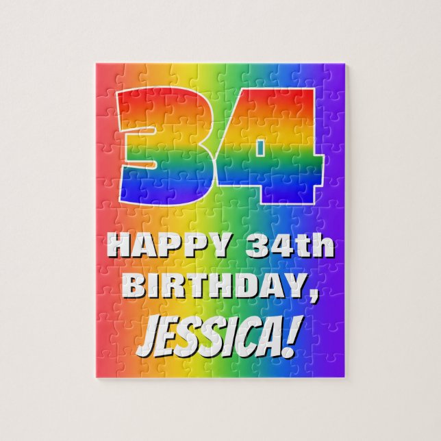 34. Geburtstag: Farbenfroh, Fun Rainbow Pattern #  (Vertikal)