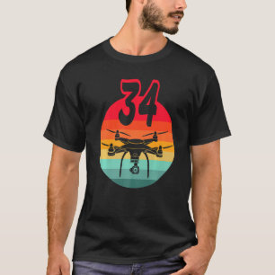 34. Geburtstag I Retro-Fernbedienung Drohnen Mit C T-Shirt