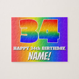 34. Geburtstag — mehrfarbiges Regenbogenmuster "34