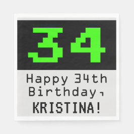 34. Geburtstag - Nerdy / Geeky Style "34" & Name Serviette