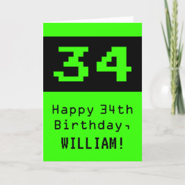 34. Geburtstag: Nerdy / Geeky Style "34" und Name Karte