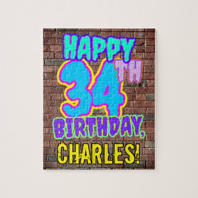 34. Geburtstag ~ Spaß, Urban Graffiti Inspiriert L (Vertikal)