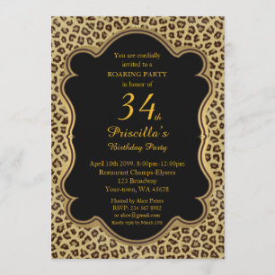 34., Geburtstags-Party 34., Cheetah, Schwarzes u. Einladung