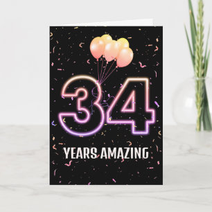 34. Geburtstagsballons und Konfetti Karte