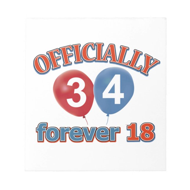 34. Geburtstagsdesigns Notizblock (Vorderseite)