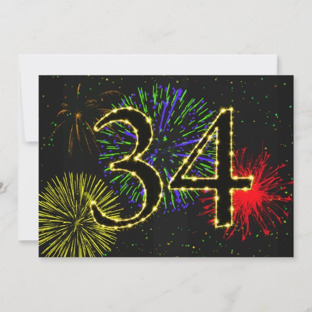 34. Geburtstagsparty Einladung (Vorderseite)