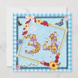34. Geburtstagsparty Einladung Blume, Schmetterlin