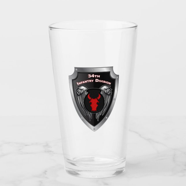 34. Infanterie-Division, kundenspezifischer Schild Glas (Vorderseite)
