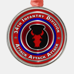 34. Infanterieabteilung Weihnachten halten Ornament Aus Metall