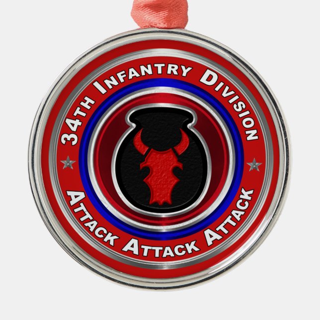 34. Infanterieabteilung Weihnachten halten Ornament Aus Metall (Vorne)