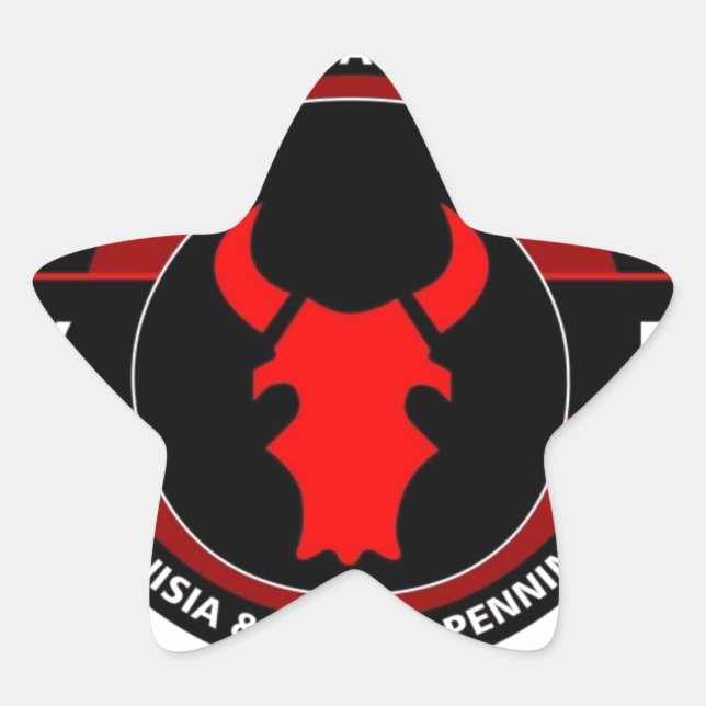 34. INFANTRIEDIVISION" RED BULL"  Stern-Aufkleber (Vorderseite)
