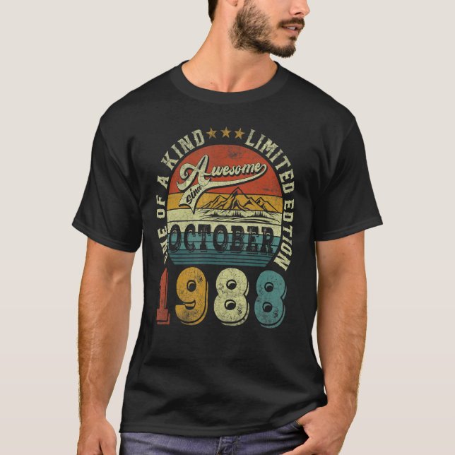 34 Jahre alt Phantastisch seit Oktober 1988 34. Ge T-Shirt (Vorderseite)