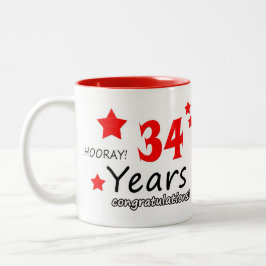 34. Jahrestag, 34. Jahrestag der Hochzeit Zweifarbige Tasse