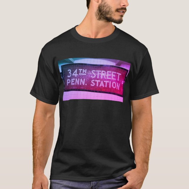 34th Street, Manhattan NYC Tile Sign T-Shirt (Vorderseite)