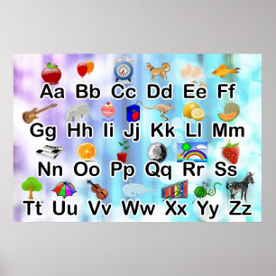 34x23 ABC Alphabet Poster mit elementarer Grafik