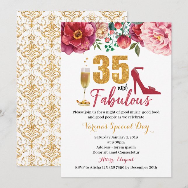 35 et fabuleuse invitation d'anniversaire pour les (Devant / Derrière)