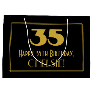 35. Geburtstag — Art Deco Inspiriert Look "35" & N Große Geschenktüte