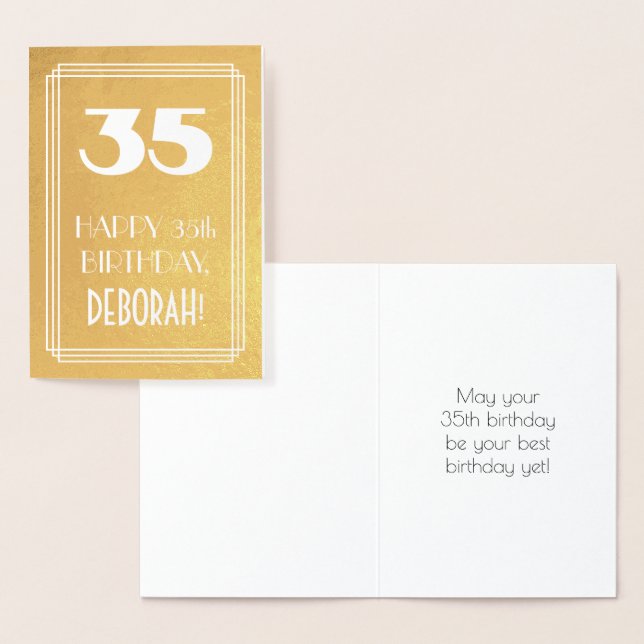 35. Geburtstag ~ Art-Déco-Stil "35" & Individuelle Folienkarte (Anzeige)
