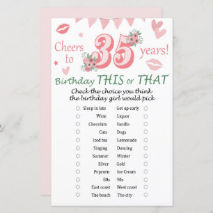 35. Geburtstag Dieses oder jenes Spiel