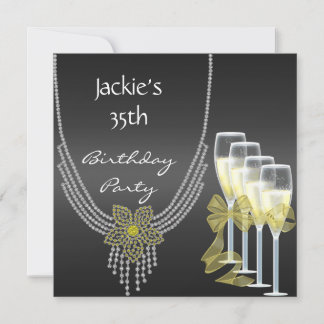 35. Geburtstag einladen Elegant Jewels Champagne Einladung