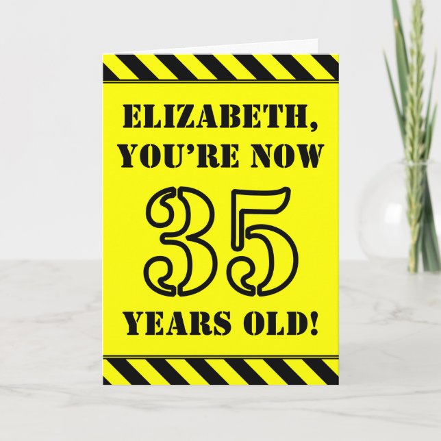 35. Geburtstag: Fun Stencil Style Text, Individuel Karte (Vorderseite)