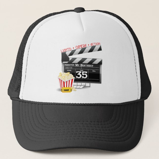 35. Geburtstag Hollywood Movie Party Truckerkappe (Vorderseite)