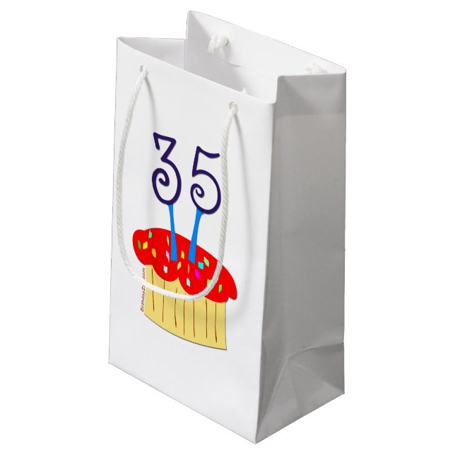 35. Geburtstag Kleine Geschenktüte (Rückseite Schrägansicht)