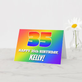 35. Geburtstag: mehrfarbiges Regenbogenmuster # 35 Karte