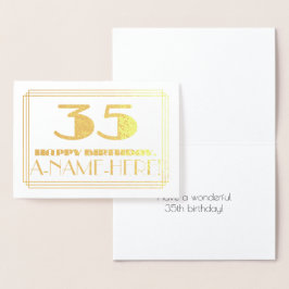 35. Geburtstag; Name + Art Deco Inspiriert Look "3 Folienkarte