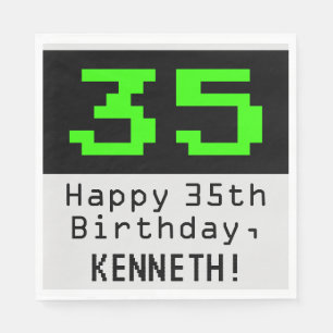 35. Geburtstag - Nerdy / Geeky Style "35" & Name Serviette