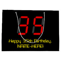 35. Geburtstag: Red Digital Clock Style "35" + Nam