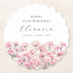 35. Geburtstag Rosa Nelke Januar Geburtsblume Untersetzer