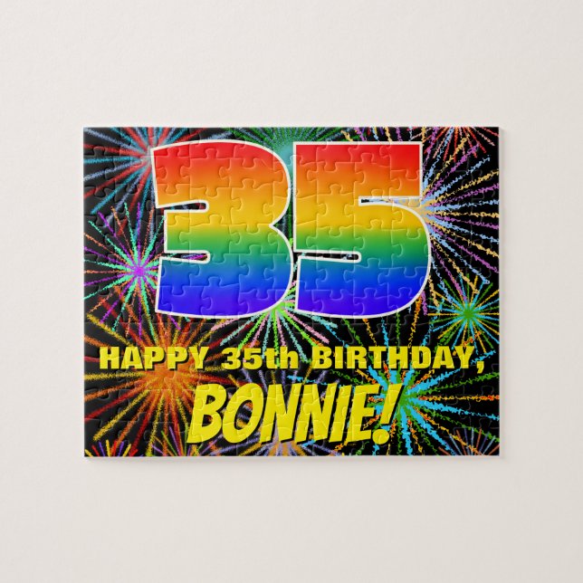 35. Geburtstag: Spaß, bunte feierliche Feuerwerke (Horizontal)