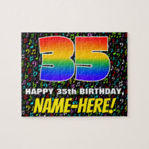 35. Geburtstag — Spaß, bunte Musiksymbole & "35"