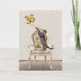 35. Geburtstagsballons und Tabby Cat Karte