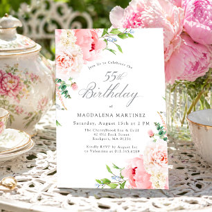 35. Geburtstagsfeier Feminine rosa Rosen Florale E Einladung