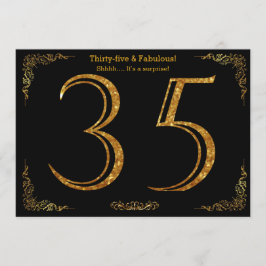 35. Geburtstagsfeier, Gatsby-Styl, schwarzer Glitz Einladung