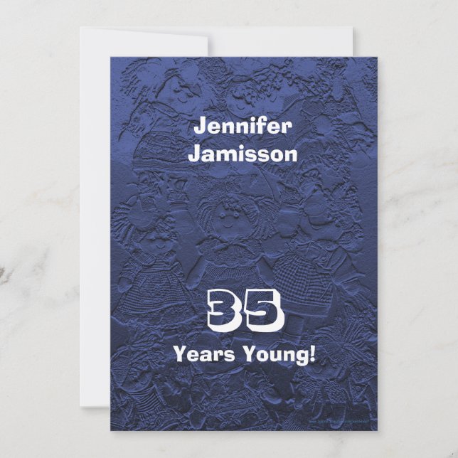 35. Geburtstagsparty Dark Blue Dolls Einladungen (Vorderseite)