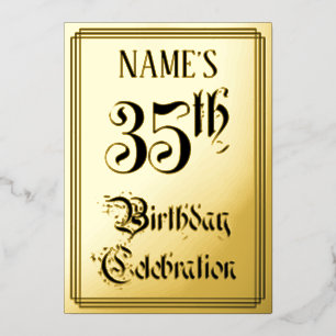 35. Geburtstagsparty — Elegantes Script + Individu Folieneinladung