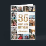 35. Happy Birthday Gold und White Foto Collage Karte<br><div class="desc">35. Happy Birthday Gold und White Foto Collage Geburtstagskarte. Für weitere Anpassungen klicken Sie bitte auf die Schaltfläche "Anpassen" und verwenden Sie unser Designwerkzeug,  um diese Vorlage zu ändern.</div>
