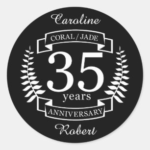 35. Hochzeit JADE / CORAL Runder Aufkleber