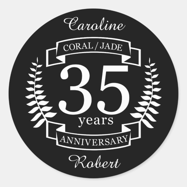 35. Hochzeit JADE / CORAL Runder Aufkleber (Vorderseite)