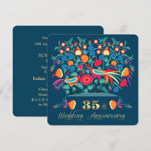 35. Hochzeitstag Folk Art Einladung
